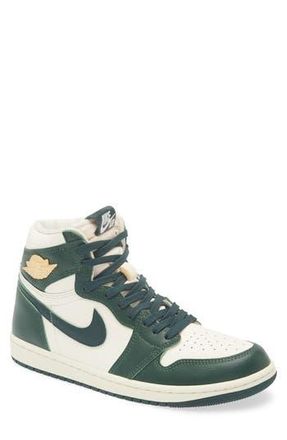 Nike Air Jordan 1 Retro High Basketball Sneaker in Pale Ivory/Green/Fir/Milk at Nordstrom Rack, Size 6