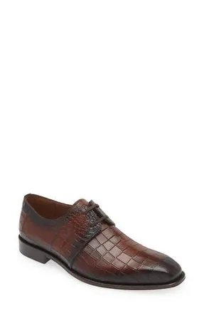 Mezlan Croc Embossed Derby in Cognac at Nordstrom Rack, Size 10.5