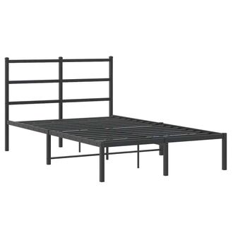 Berkfield Home Metal Bed Frame without Mattress with Headboard Black 120x190cm | Size: 120x190 cm