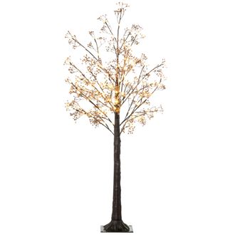 HOMCOM 5ft Artificial Gypsophila Blossom Tree Light with 96 Warm White LED Light - Baby Breath Flowers for Home Party Wedding - Indoor and Outdoor Use