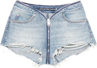 Alexander Wang Distressed Zip Denim Shorts