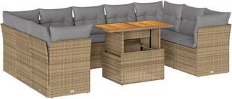 vidaXL Juego De Sof&aacute;s Jard&iacute;n Con Cojines Beige 10 Pzas Rat&aacute;n Sint&eacute;tico Vidaxl