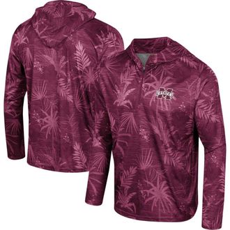 Colosseum Mens Colosseum Maroon Mississippi State Bulldogs Palms Printed Lightweight Quarter-Zip Hooded Top at Nordstrom, Size Xx-Large