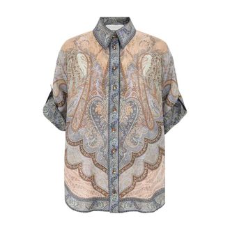 Zimmermann Shirts, female, Multicolor, Size: S Wanderlust Short Sleeve Shirt