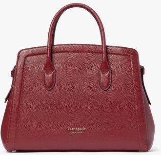 Kate Spade New York Womens Knott Medium Satchel - Dark Red Leather - One Size