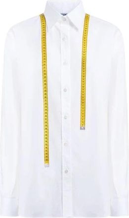 Moschino Gedrukte katoenen popeline blouse - Dames - Overhemden - Wit - M - Katoen - Overhemden