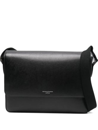 Aspinal of London Postman messenger bag - men - Cotton/Leather - One Size - Black
