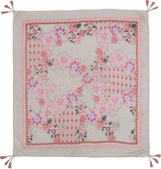 Lina & Lily Multi-Patterns Flower Geometric Tribal Aztec Paisley Print Square Scarf Shawl with Tassels (M3)