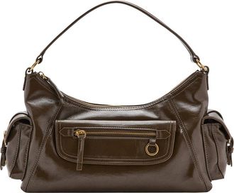 Mango Faux Leather Shoulder Bag in Khaki at Nordstrom