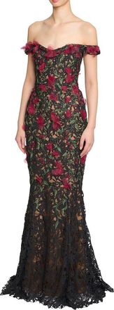 Marchesa Lace Guipure Gown