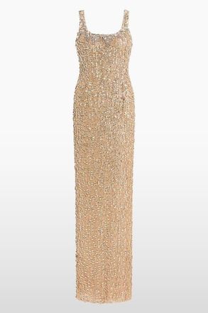 Jenny Packham Tatianna Sequin-Embellished Maxi Dress in Latte at Nordstrom, Size 14 Uk