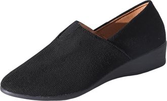 Generic Wedge Shoes for Women Comfortable Pumps Solid Color Stylish Breathable Classic Lightweight Casual Slip On Shoes Outdoor Leisure Black