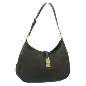 Prada Pre-owned Shoulder Bags, female, Green, Size: ONE SIZE Pre-owned Nylon Shoulder Bag