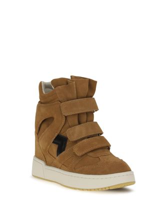 Isabel Marant Womens Leather Sneakers Cognac - Black