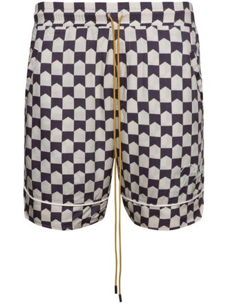 Rhude Shorts sportivi a quadri - Marrone