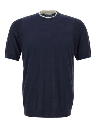 Paolo Pecora T-shirt van zijdemix - Blauw