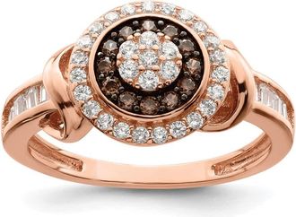 Diamond2Deal Sterling Silver Rose-tone Black Rhodium-plated Cubic Zirconia Fancy Ring