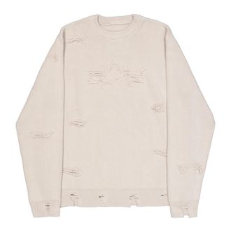 Alpha Industries Distressed Logo Sweatshirt - Heren - Ronde hals truien - Beige - XL - Katoen - Truien & Vesten