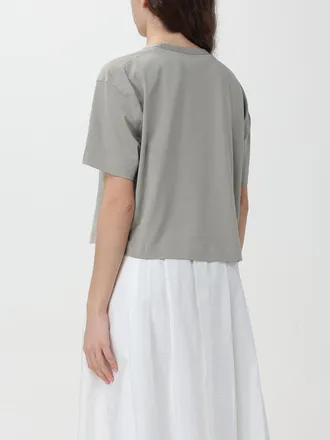 Brunello Cucinelli Boxy Cropped Cotton T-shirt - Grey