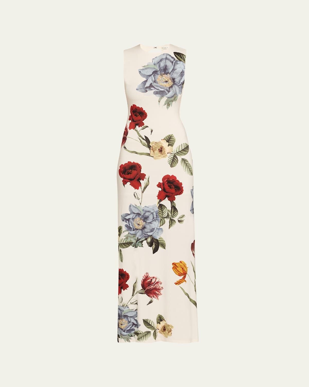 【Alice+Olivia】DELORA 虹色 ストラップレス マキシドレス Delora Strapless Maxi Dress In Rainbow Reef | Alice + Olivia