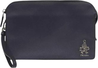 Prada Pre-owned Clutches, female, Blue, Size: ONE SIZE Pre-owned Business Bag