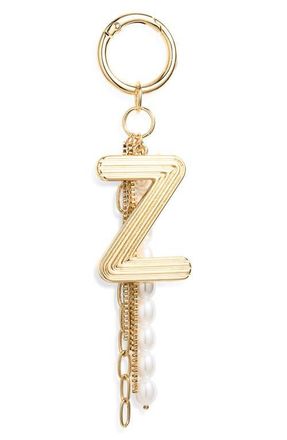 Chelsea28 Initial Faux Pearl Bag Charm in Z- White- Gold at Nordstrom
