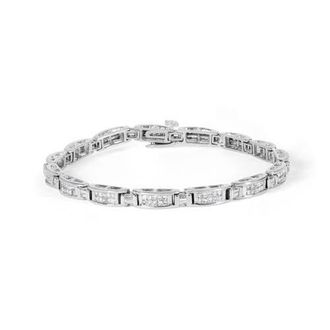 House of Brilliance 14K White Gold 2.0 Cttw Baguette and Princess-Cut Diamond Tennis Bracelet at Nordstrom
