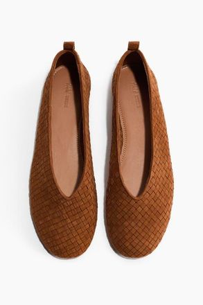 H&M Braided Leather Ballet Flats in Brown at Nordstrom, Size 11