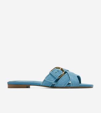 Cole Haan Womens Velma Buckle Slide Sandals - Medium Blue Size 10.5