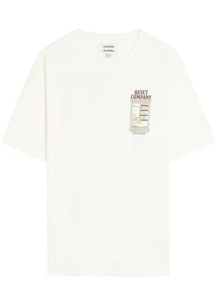 Damson Madder Quiet Company Printed Cotton T-shirt - Ecru - 16 (UK16 / XL)