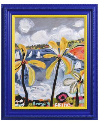 Empire Art Direct Tropical Palm Hand-Painted Embellished Canvas Wall Art With Baroque Frame