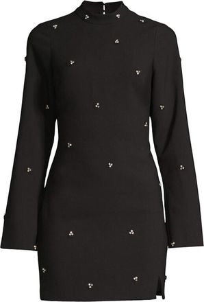 LIKELY Womens Phillips Solid Black Embellished Mini Cocktail Dress