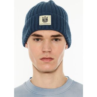 Cult of Individuality Rib Cuff Wool Blend Beanie in Blue Steel at Nordstrom