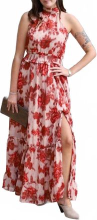 Fate Halter Bow Tie Maxi Dress In Rust