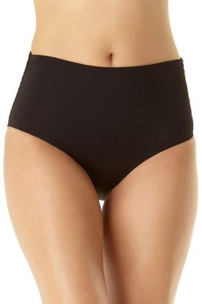 Anne Cole Womens Live In Color Convertible High Waist Shirred Swim Bottom in Black at Nordstrom, Size X-Small
