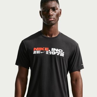 Nike Mens Swim Hydroguard Dri-FIT UV Short Sleeve Top in Black | NESSG522-001