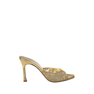 Amina Muaddi Alexa Lace Slipper 95 - Shoes - Mujer - Amarillo - 39 EU