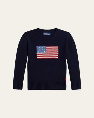 Polo Ralph Lauren Boys American Flag Cashmere Sweater, Size 2-7