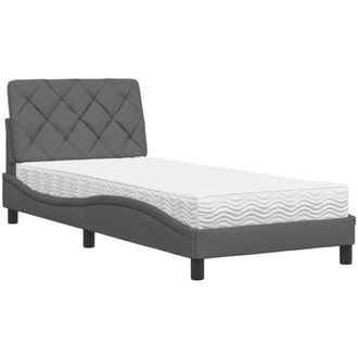 vidaXL Cama Con Colch&oacute;n Tela Gris Oscuro 80x200 Cm Vidaxl