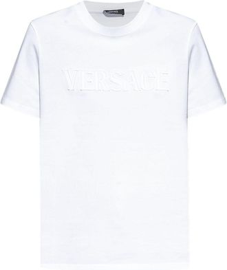 Versace T-Shirt Con Logo Sfrangiato-Donna