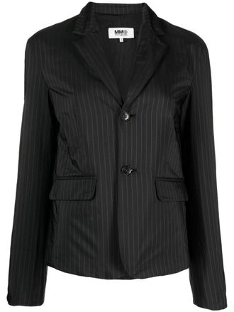 Maison Margiela pinstripe single-breasted blazer - women - Polyester/Viscose/Polyester - 40 - Black