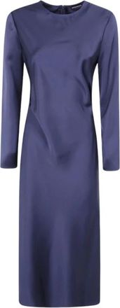 Emporio Armani Jurk met satijneffect van Tecno Twill - Dames - Casual kleedjes - Blauw - XS - Satijn - Kleedjes