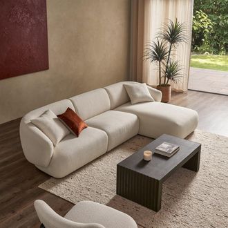 Castlery White Performance Boucle Right Chaise Sectional Sofa | Auburn by Castlery, Modular Lounge, Tightback Armrests