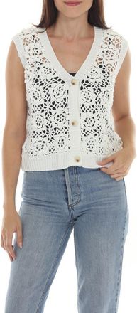 Rain + Rose Knit Vest in White at Nordstrom Rack, Size X-Large