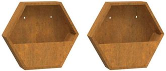 vidaXL Vidaxl - Jardineras De Pared 2 Uds Acero Corten Oxidado 46x10x40 Cm