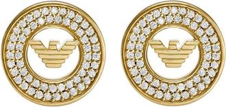 Emporio Armani Orecchini a bottone con logo - Oro