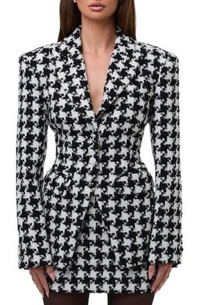 Naked Wardrobe Houndstooth Check Tweed Blazer in Houndstooth Black/White at Nordstrom Rack, Size Large