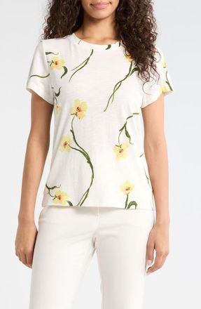 Sanctuary The Perfect T-Shirt in White Lemon Meadow at Nordstrom, Size Xx-Small