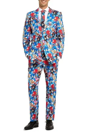 OppoSuits Sonic the Hedgehog Two-Piece Suit & Tie in Blue at Nordstrom, Size 36