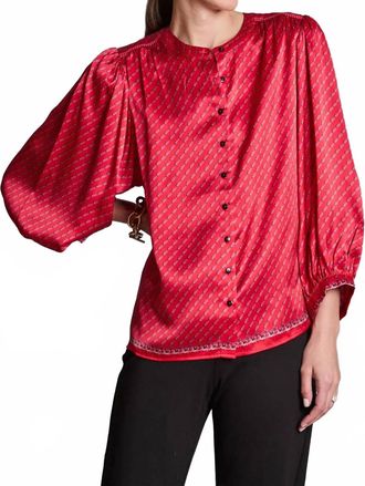 Tyler B&ouml;e Carrie Silk Charmeuse Button Top In Red